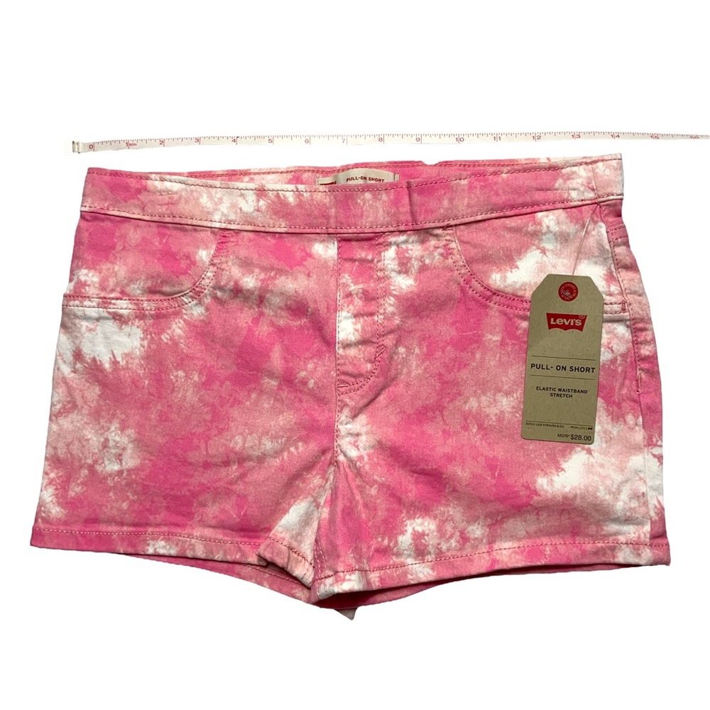 Levi's Girls Pink Tie Dye Denim Shorty Short Sz 16